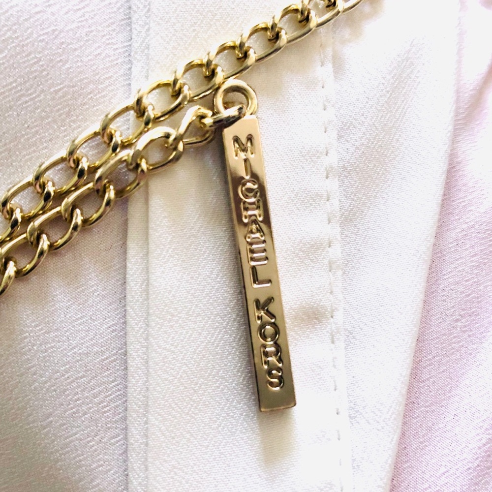 MICHAEL Michael Kors Chain Collar Blouse Gold S - Picture 7 of 15